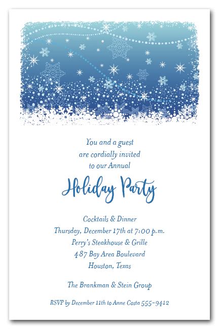 Crystalline Snowflakes Holiday Christmas Party Invitations