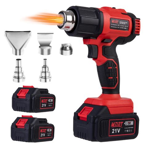 Heat With Two 2 0 Ah Battery 21V Cordless Heat Gun With 5 Nozzle Max 1022 Hot Air Gun Kit For