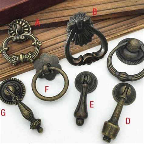 Vintage Look Dresser Drawer Pulls Handles Knobs Ring Drop Pull Etsy