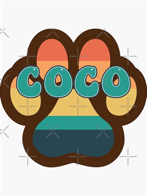 "Coco Dog Name Vintage Sunset Paw Prints on Brown - Coco Dog Name" Sticker for Sale by DPattonPD ...