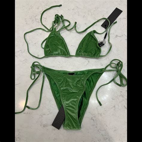 Triangl String Bikini Green Velvet Medium Gem