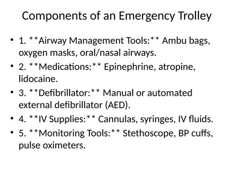 Crash Cart Trolley List 7