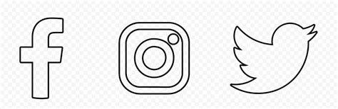 HD Facebook Instagram Twitter Black Outline Icons PNG Image