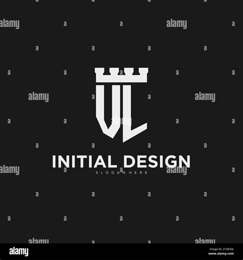 Initials Vl Logo Monogram With Shield And Fortress Design Vector