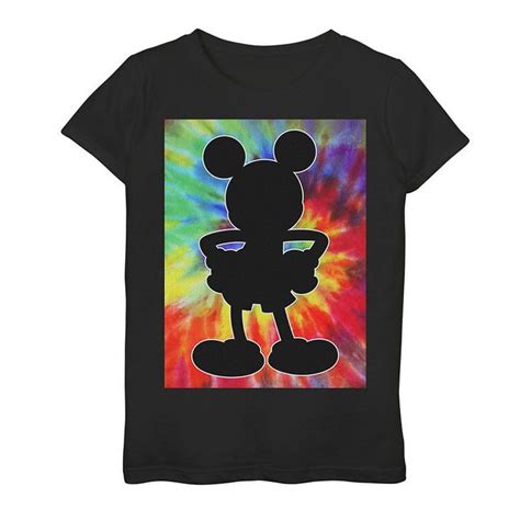 Disneys Mickey Mouse Girls 7 16 Tie Dye Silhouette Graphic Tee