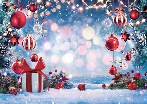 Amazon Sjoloon Christmas Backdrops Red Ball Theme Background