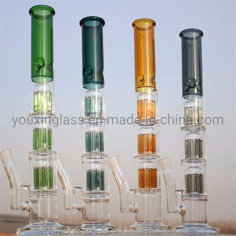 Ice Catcher Triple Perc Straight Tube Tall Glass Waterpipe China Glass Smoking Waterpipe And