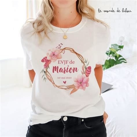 Tee Shirt Evjf Personnalis Couronne De Fleurs Boho T Shirt Team