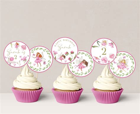 Editable Fairy Cupcake Toppers Fairy Birthday Toppers Magical Etsy