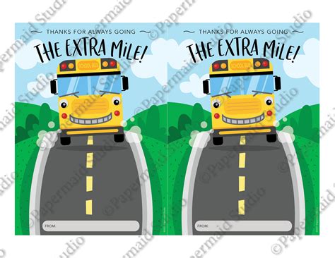 Printable Bus Driver Thank You Card Bus Driver Gift Card Holder Bus