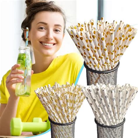 Disposable Paper Straws Tea Drink Milk Party Drink Straws Temu United