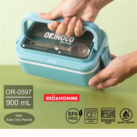 Jual Reo Homme Kotak Makan Dengan Sekat Portabel OR 597 Lunchbox Free