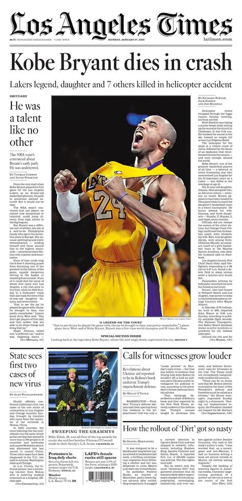 Le Prime Pagine Internazionali Sulla Morte Di Kobe Bryant Il Post