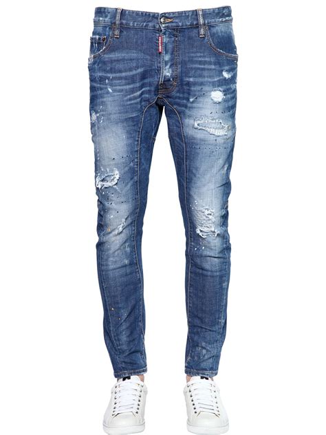 Dsquared² 22cm Tidy Biker Stretch Denim Jeans In Blue For Men Lyst