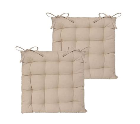 Lot De 2 Galettes De Chaise En Coton Beige 38 X 38 Cm Coussin De