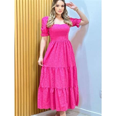 Vestido Longo Lese Lastex Nas Costas Manga Princesa Shopee Brasil