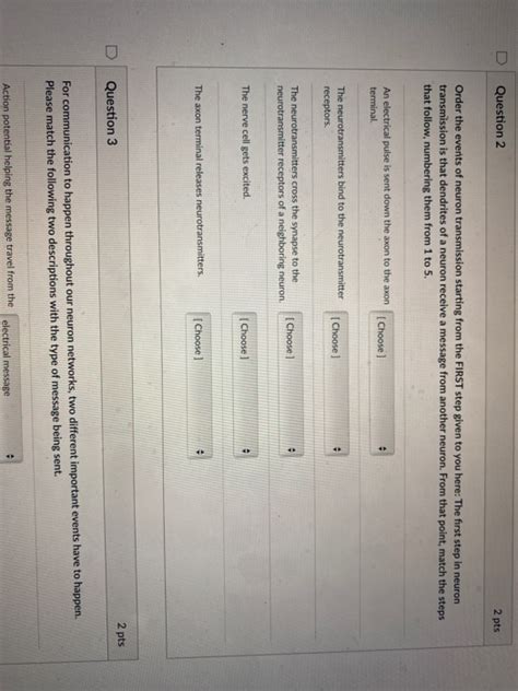 Solved 2 Pts D Question 2 Order The Events Of Neuron