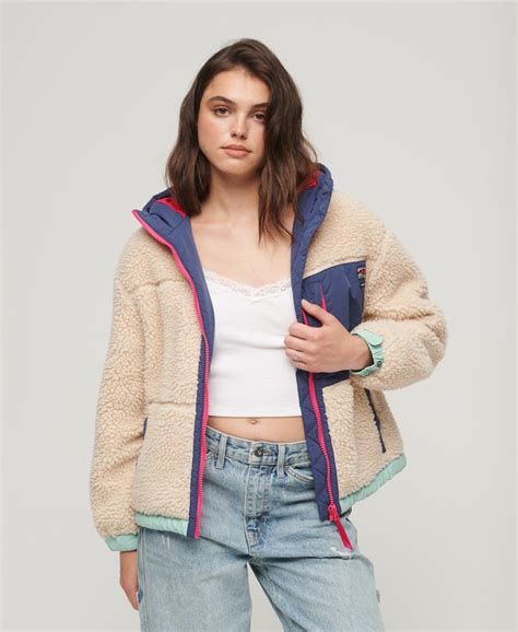 Femme Veste à capuche en sherpa éCru Vintage Superdry FR