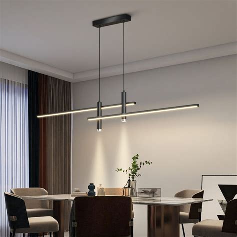 Suspension Led Salle Manger Moderne Noire En Aluminium Luminaires