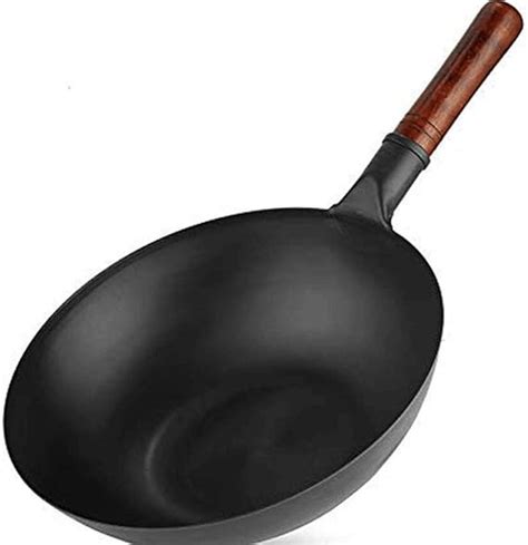 Shuuy Wok Pre Seasoned Carbon Steel Pow Wok Red Elm Traditional Hand