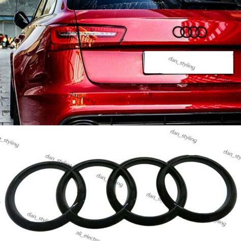 Black Glossy Rear Boot Badge Rings Logo Emblem For Audi Q3 Q5 Q7 A1 A6