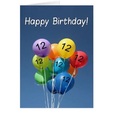 Happy 12th Birthday Colored Balloons in a blue Sky #Ad , #sponsored, # ...