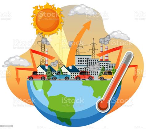 Ilustración De Efecto Invernadero Y Calentamiento Global Por Contaminación Y Más Vectores Libres