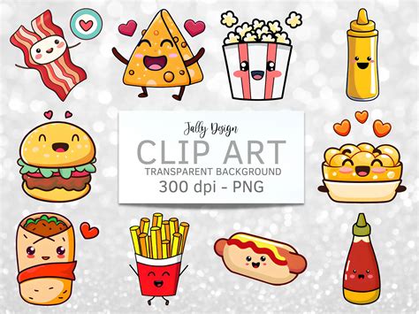 Kawaii Food Clipart Graphic by jallydesign · Creative Fabrica