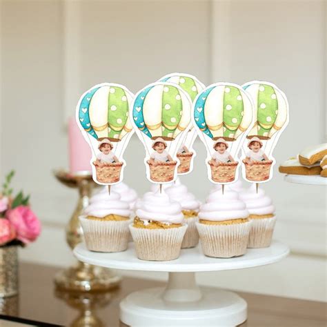 Personalized Hot Air Balloon Cupcake Toppers Cake Topper Etsy