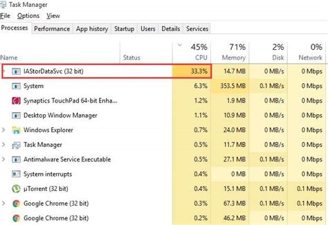 Cómo solucionar el uso elevado de CPU por parte de IAStorDataSvc en