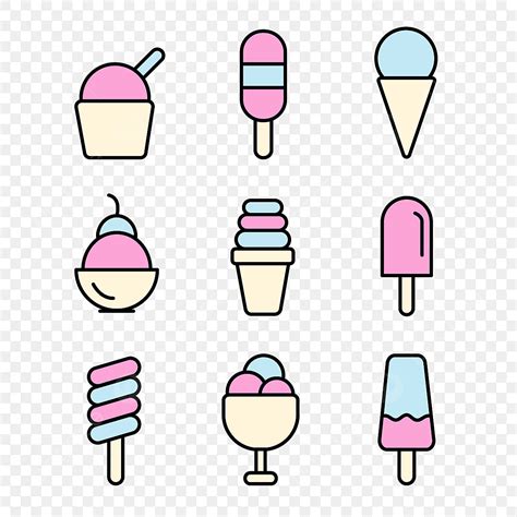 Paquete De Iconos Lindo Helado Png Lindo Icono Postre Verano Png Y