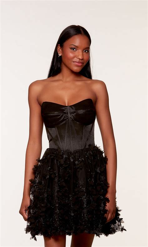 Embellished Strapless Short Black Party Dress Promgirl