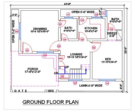 Bhk House Ground Floor Plan Design Dwg Cadbull The Best Porn Website