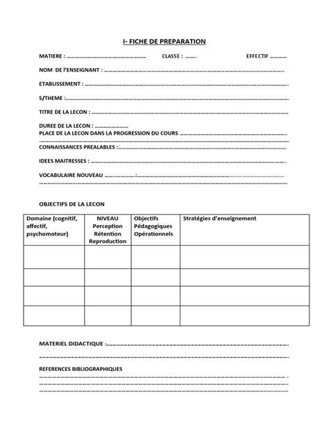 fiche pedagogique vierge