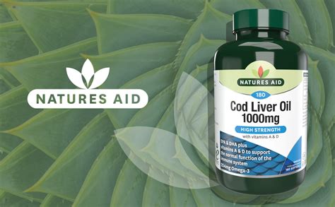 Natures Aid Cod Liver Oil 1000 Mg 180 Softgel Capsules High Strength 254 Mg Omega 3 With