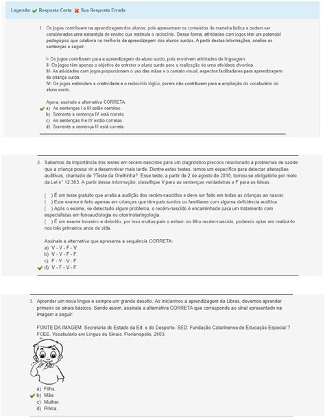 Língua Brasileira de Sinais Libras Avaliação Final Objetiva