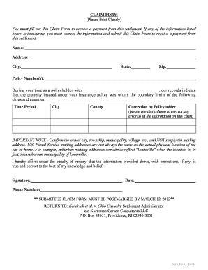 Fillable Online CLAIM FORM Please Print Clearly You Must Fill Out