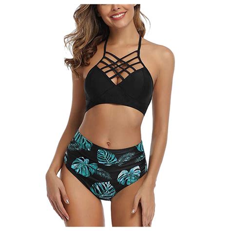 Buy Balaba Women S Criss Cross Front Lace Up Sexy Bikini Set Two