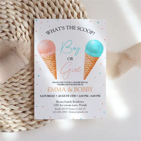 Ice Cream Gender Reveal Party Invitation Zazzle