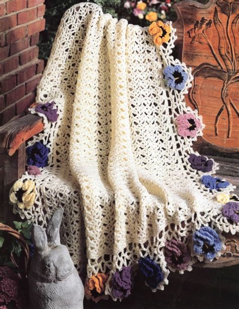 Vintage Crochet Pattern Lacy Pansy Romance Afghan For Pdf Instant Digital Download Home Decor