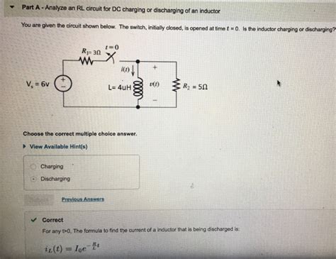 Solved Part C Current Flowing Through An Inductor At A Chegg