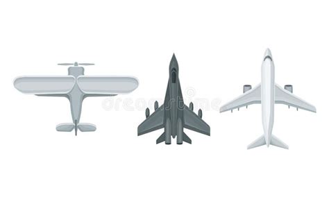 Jet Fighter and Aircraft Top View Vector Set Stock Vector - Illustration of aerial, aviation ...