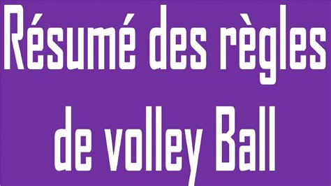 Résumé des règles de volley Ball YouTube