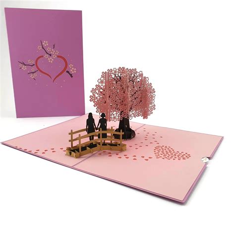 Cherry Blossom Love Scene Same Sex Female 3d Pop Up Card Etsy Australia