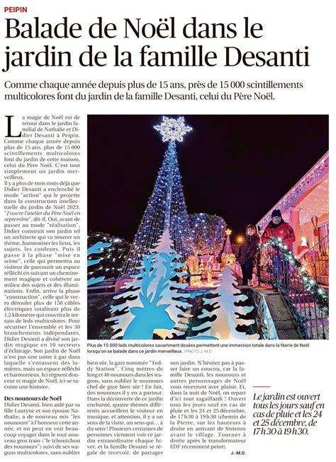 La Provence du 13 12 23 Balade de Noël dans le jardin de la famille