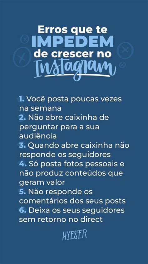 Erros que te impedem de crescer no Instagram Idéias de marketing