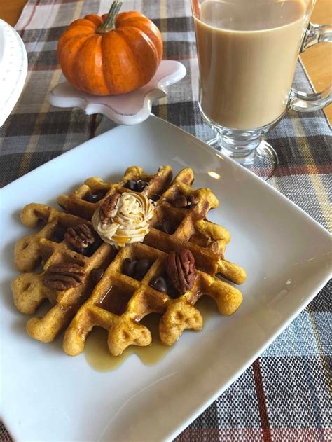 Pumpkin Spice Buttermilk Waffles With Whipped Maple Cinnamon Butter