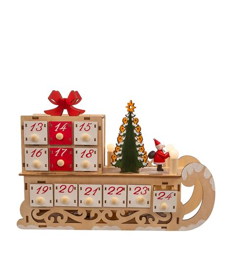 Kurt S Adler Multi Wood Light Up Sleigh Advent Calendar Harrods Uk