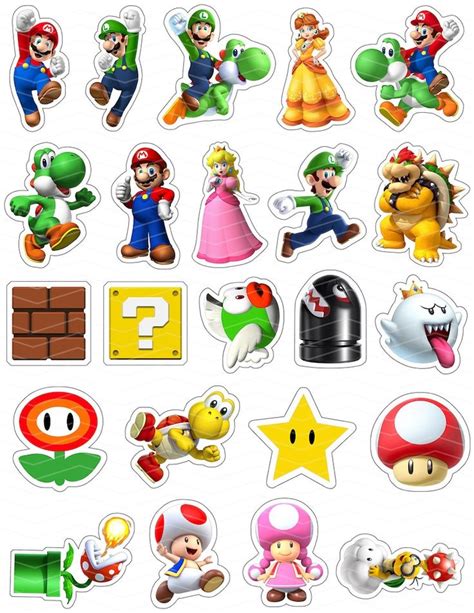 23 Printable Super Mario Cupcake Topper Instant Download | Super mario cupcakes, Super mario ...