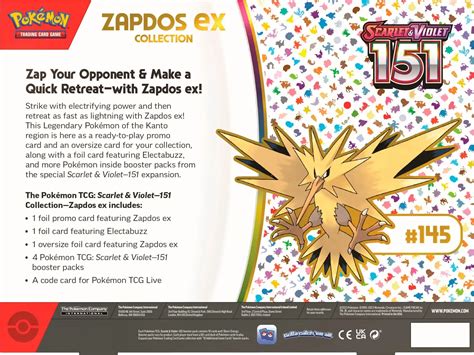 Scarlet Violet 151 Zapdos Ex Collection Box WildCards